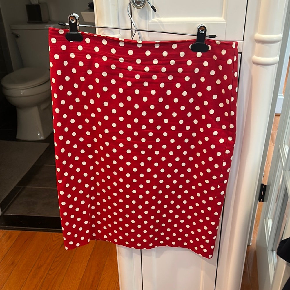 Talbots Red Polka Dot Pencil Skirt